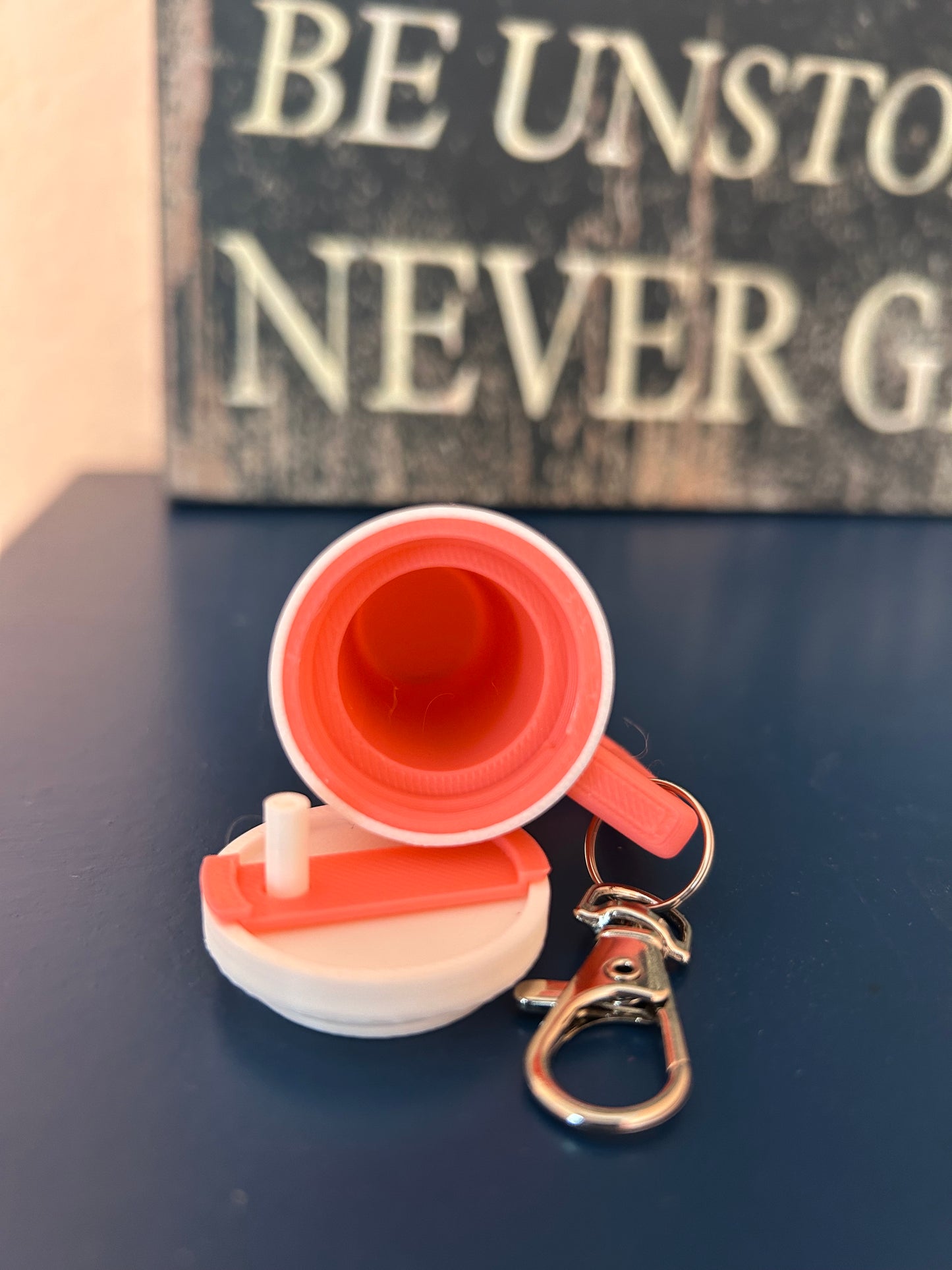 Stanley look a like mini keychain chapstick/pill/money holder