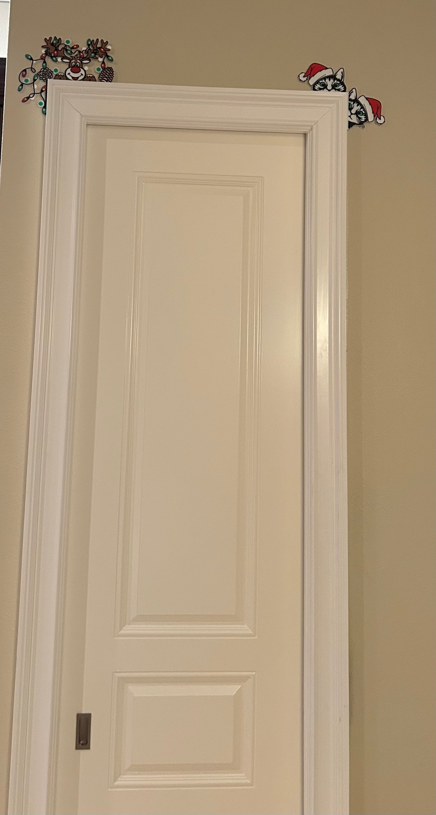 Fun Kittens with Santa hats door corner