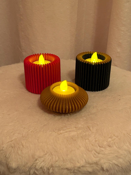 2-pack Ribbed Tea Light Candle Holder – Modern Minimalist Design