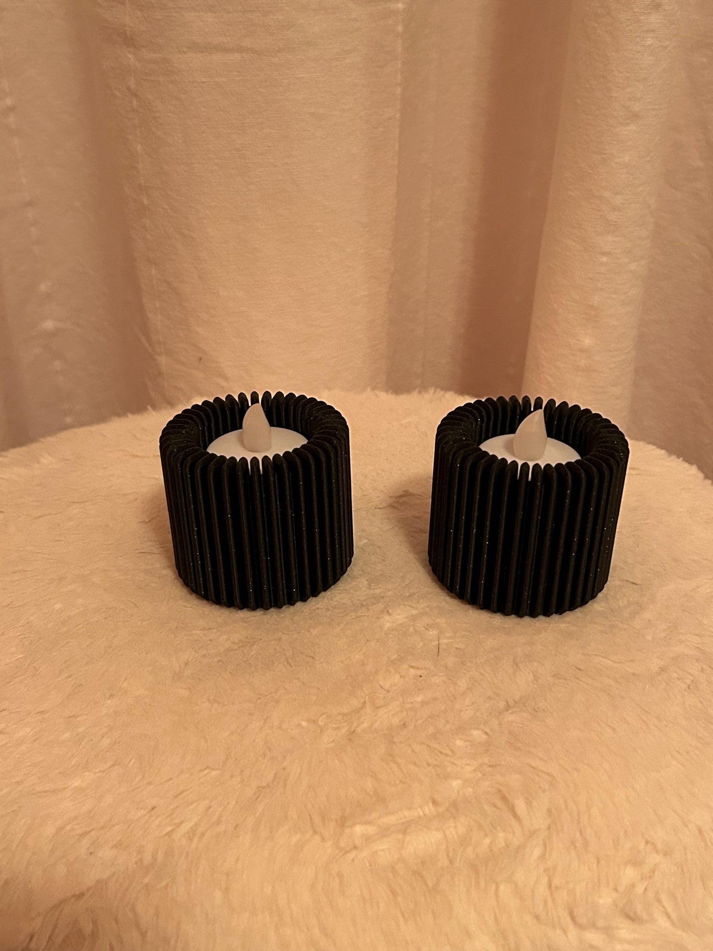 2-pack Ribbed Tea Light Candle Holder – Modern Minimalist Design
