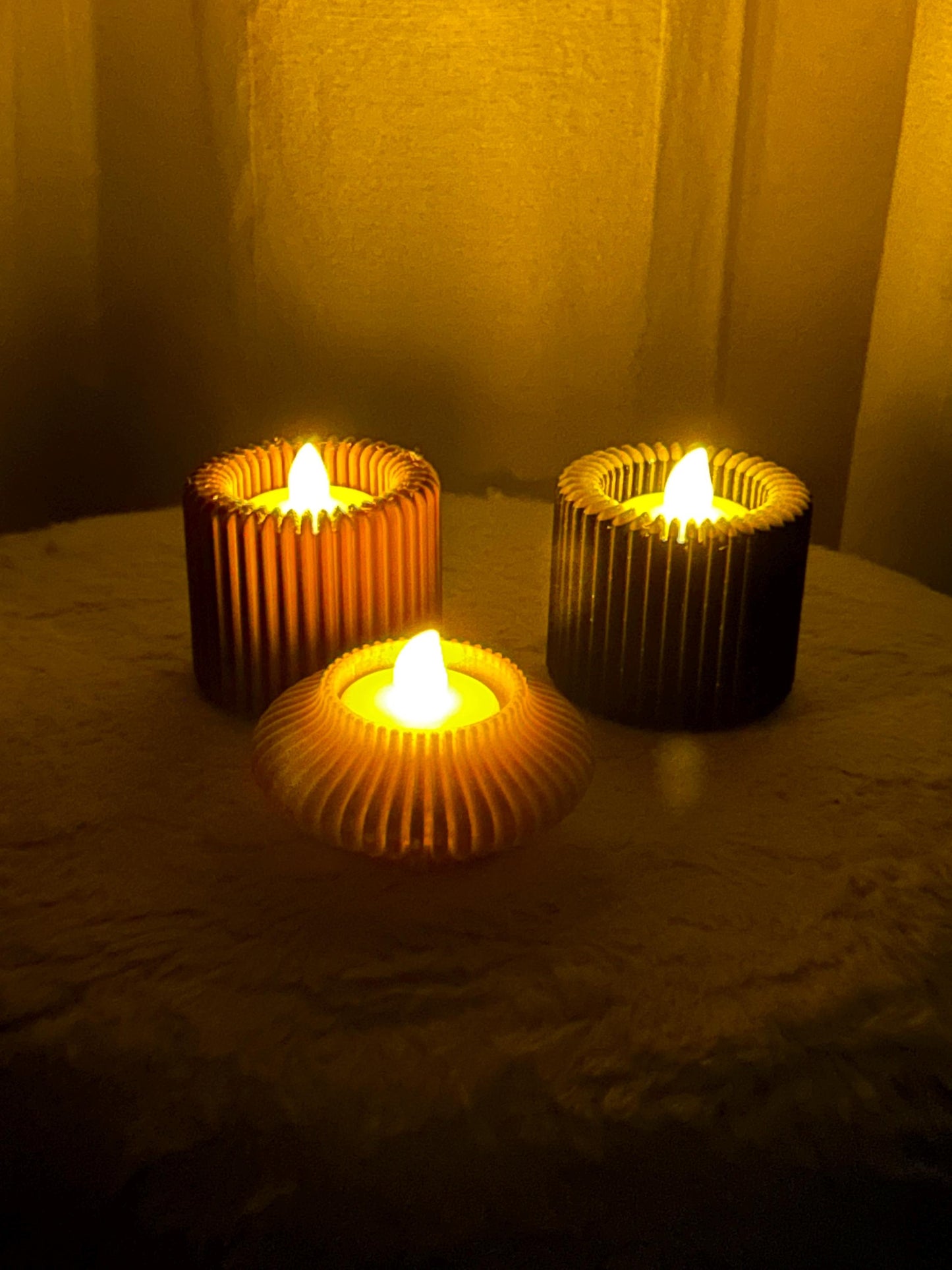 2-pack Ribbed Tea Light Candle Holder – Modern Minimalist Design