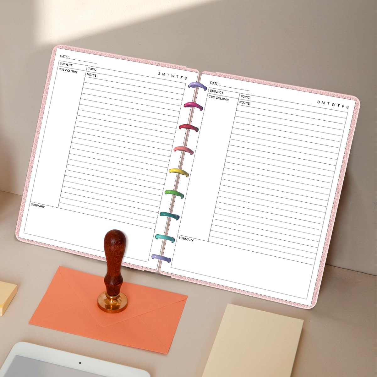 Junior Size Cornell Notes Filler Paper - A5 TUL Custom Note-Taking System 8 Disc Discbound Refill Pages, 50 Sheets/100 Pages, 100 gsm White Paper, 5.8" x 8.3"