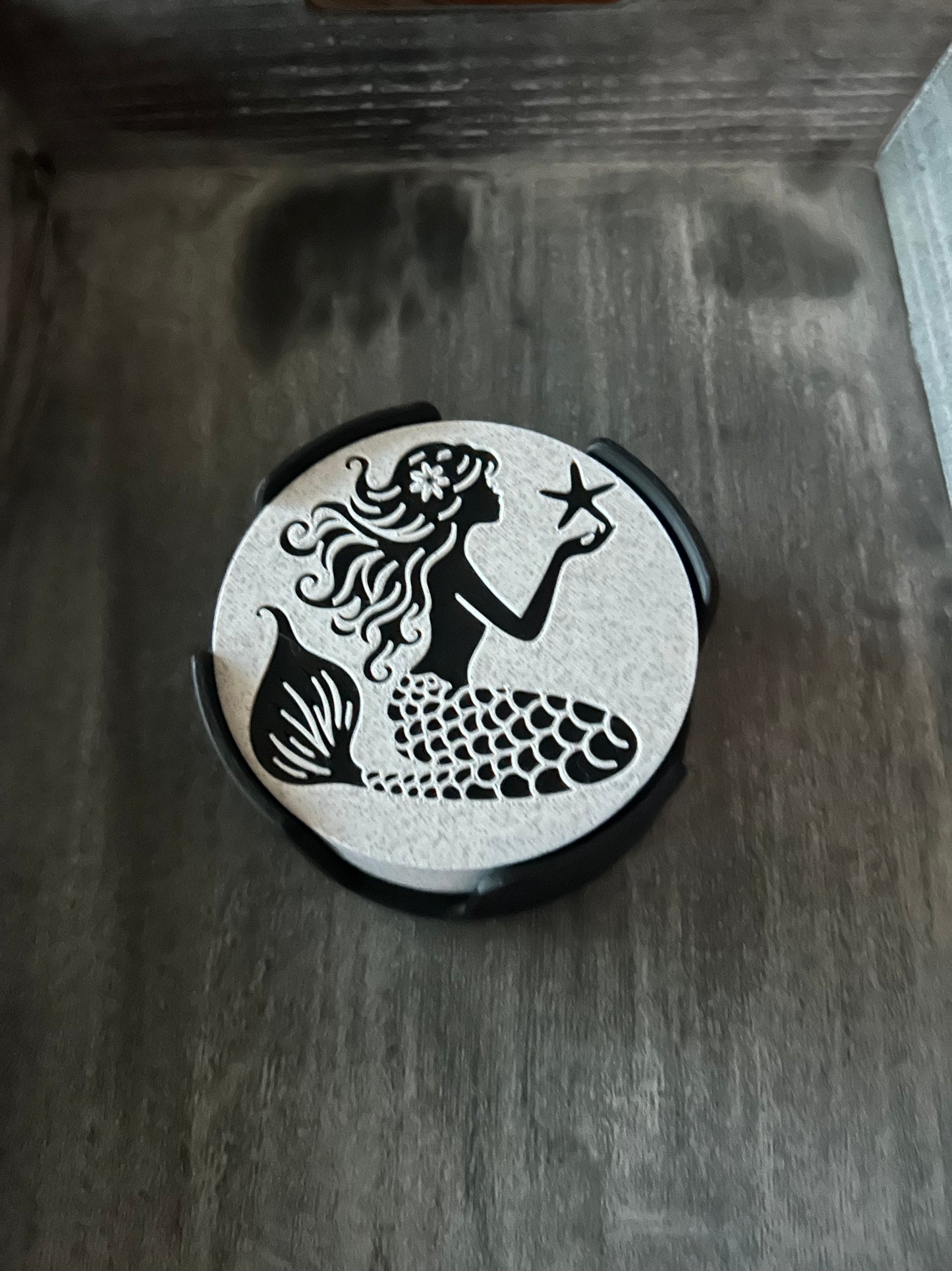 Mermaid Coaster set of 4 coasters & holder