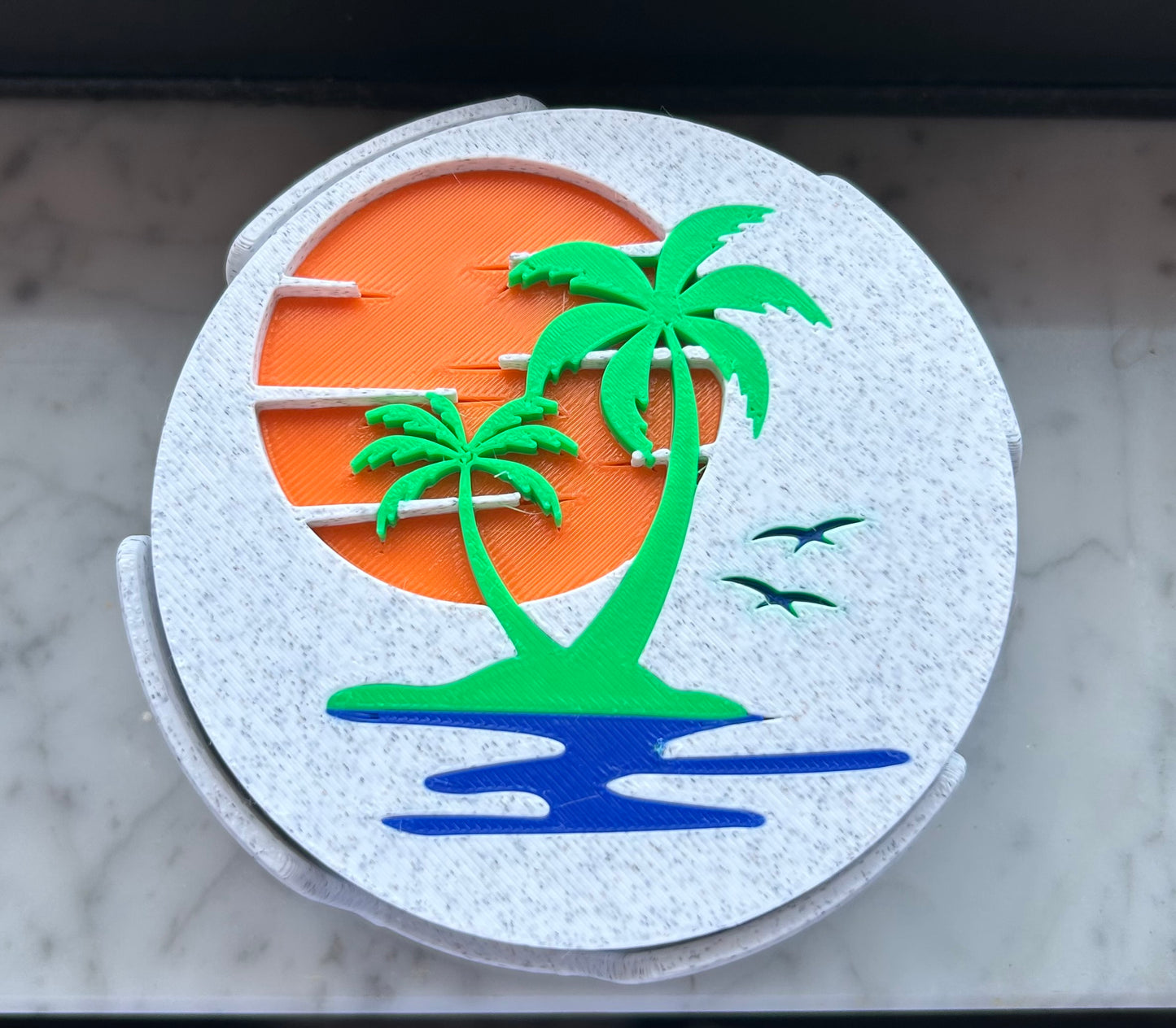 Coastal Coaster set of 4 coasters & holder