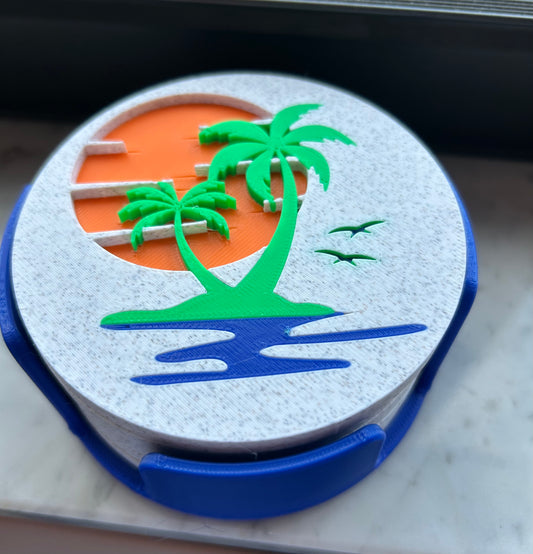 Coastal Coaster set of 4 coasters & holder