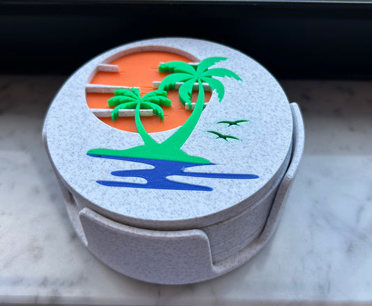 Coastal Coaster set of 4 coasters & holder