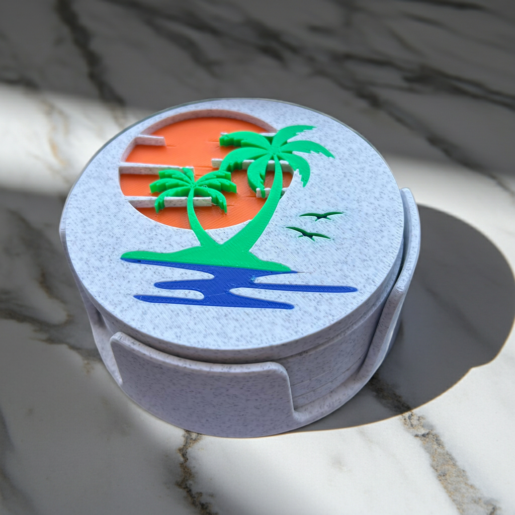 Coastal Coaster set of 4 coasters & holder